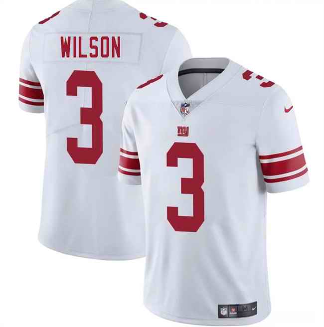 Men's New York Giants #3 Russell Wilson White 2025 Vapor Untouchable Limited Stitched Jersey